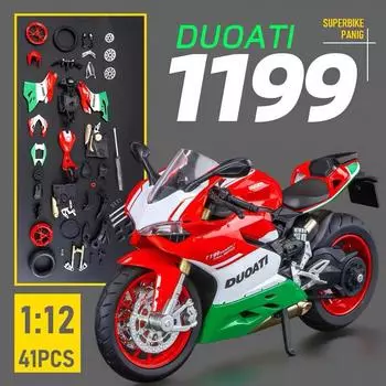 1/12 масштаб Ducatis 1199 DIY собранная модель мотоцикла литой масштаб модель двигателя имитация локомотива коллекция украшений детская игрушка зелёный/красный