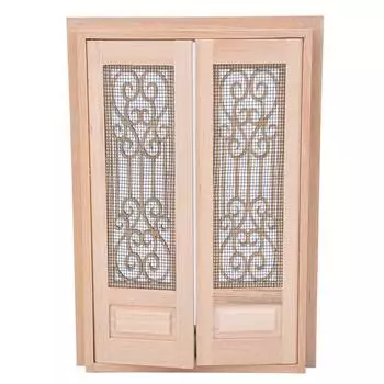 1:12 масштаб кукольной мебели DIY Мини неокрашенный деревянный аксессуар для двойной двери УкрашениеДвойная дверь