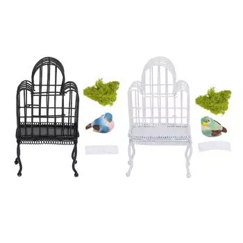 1:12 масштаб кукольный домик клетка для птиц металлическая реалистичная открывающаяся дверь миниатюрный кукольный домик клетка для птиц с подделкой Black