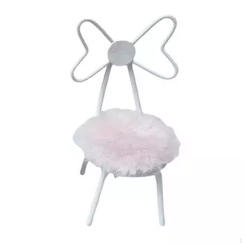 1:12 масштаб кукольный домик металлический стул с плюшевой подушкой украшения дома аксессуары белый