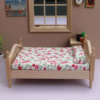 1/12 масштаб кукольный домик мини модель двуспальной кровати ролевые аксессуары для детей