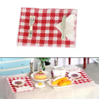 1/12 масштаб кукольный домик, тканевый коврик для столовых приборов, фермерский дом с вилкой и ножом, посуда, коврик для обеденного стола, притворись