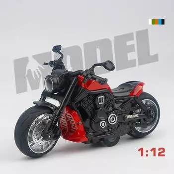 1/12 масштаб мотоцикла Harley, литая под давлением модель игрушки, игрушка с откатом со звуком и светом для детей, коллекция подарков для мальчиков и девочек 1/12-16x8x7cm красный