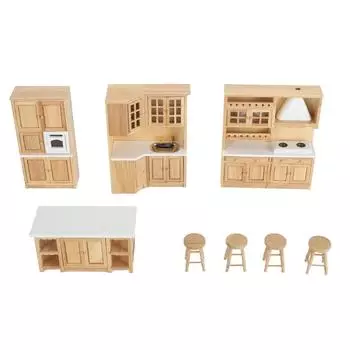 1:12 масштабная деревянная кукольная мебель для кукольного домика, реалистичные миниатюрные кухонные шкафы