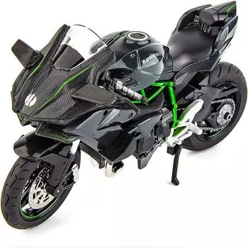 1:12-масштабная модель мотоцикла Kawasaki Ninja H2R, литая модель мотоцикла, подвеска и свободный ролик, игрушечный автомобиль, коллекция мотоциклов, подарок 1/12-17.5x10x7cm серый/чёрный