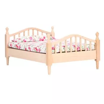 1:12 Мини-кровать для кукольного домика с двуспальной кроватью, реалистичные изысканные детали, мини-мебель для кукольного домика, двуспальная кровать для