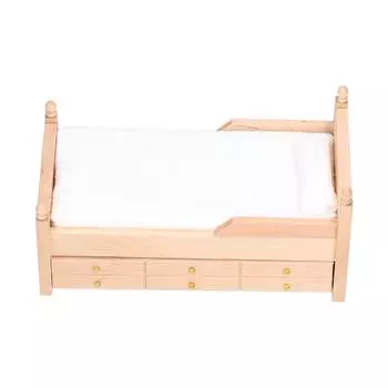 1:12 Мини-кровать для кукольного домика Береза Миниатюрная мебель Украшения для кукольного домика Аксессуары Burlywood