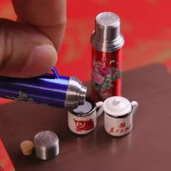 1/12 Мини Кукольный Дом Китайская Ностальгическая Сцена Модель Бутылки С Теплой Водой Игрушки Миниатюрные Аксессуары Кукольный Дом Украшения one size