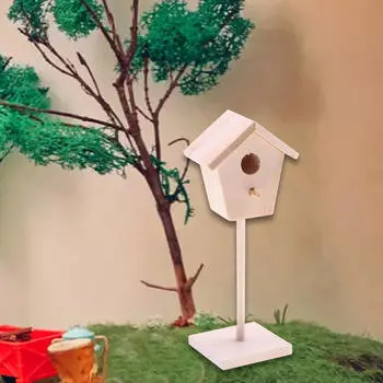 1/12 Мини-кукольный домик для фей в саду, модель скворечника, игрушка, ручная работа, имитация птичьего домика для