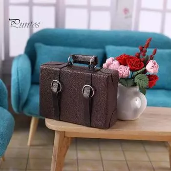 1:12 мини-портфелей с имитацией нежной текстуры, антидеформированная мини-сумка 3D-формы для кукольного дома коричневый