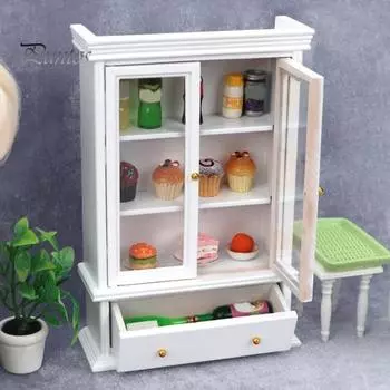 1/12 мини-шкаф с двойной дверью, дизайн воображения, портативный миниатюрный шкаф, мебель, игрушка для домашнего декора белый