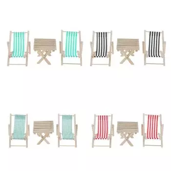 1:12 мини складных деревянных шезлонгов с креслом для загорания, шезлонгов, кукольного домика