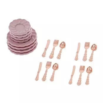 1:12 миниатюр для кукольного домика Столовые приборы Нож Вилка Ложка Тарелка Набор Аксессуары Игрушки