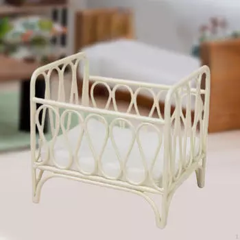 1:12 Миниатюрная Детская Кроватка Колыбель для Кукол Кровать, Мебель для Кукольного Домика с Матрасом, Декорации