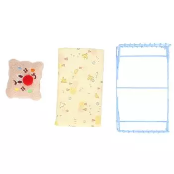 1:12 Миниатюрная кровать Металлическая структура Милый узор Губка Ткань Матрас Кукольный домик Кровать Кукольный дом