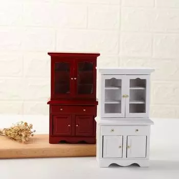 1:12 Миниатюрная мебель для кукольного домика, многофункциональный деревянный шкаф, книжная полка для ролевых игр белый