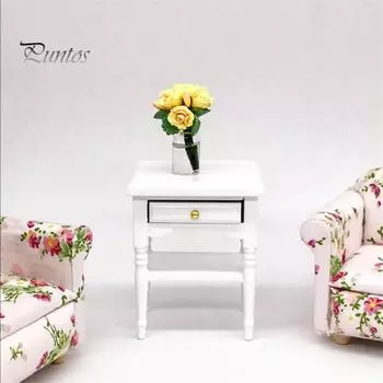 1/12 миниатюрная прикроватная тумбочка, модель игрушки, кукольный дом, домашний декор для спальни, аксессуар белый
