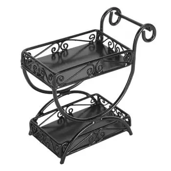 1: 12 Миниатюрная садовая тележка Изысканные детали Металлическая кукольная тележка для цветов Украшения Аксессуар Черный чёрный