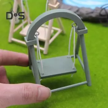 1/12 Миниатюрное кресло-качели Реалистичные мини-качели для патио Кукольный аксессуар Мини-мебель Кресло-качели для миниатюрных домов Кукольный особняк зелёный