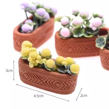1:12 Миниатюрное растение для кукольного домика Растение в горшке Зелень Бонсай Моделирование цветочного горшка Цветочная корзина Модель Балкон Сад Декор Игрушки