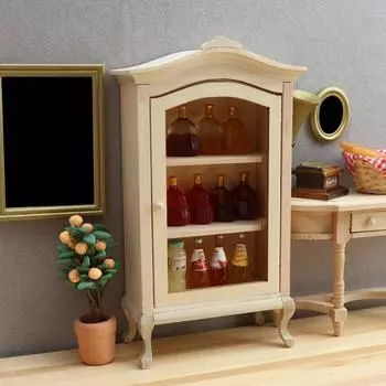 1:12 Миниатюрные шкафы для хранения кукольных домиков Винные шкафы Витрины Мебель Модель Декор Игрушка Кукольный Дом Аксессуары