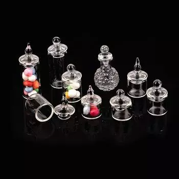 1:12 миниатюрных баночек для кукольного домика, бутылка для хранения конфет с крышкой, кухонный декор