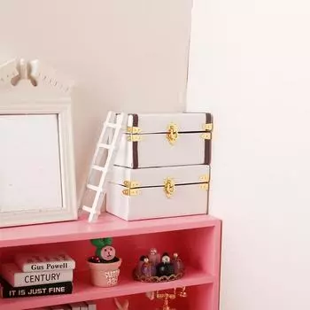 1:12 миниатюрных чемоданов для кукольного домика, винтажная кожаная багажная коробка, ящик для хранения, модель для дома, декор, игрушечный кукольный домик, аксессуары K