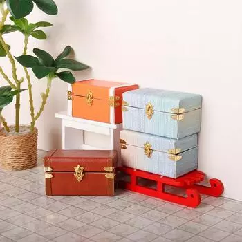 1:12 миниатюрных чемоданов для кукольного домика, винтажная кожаная багажная коробка, ящик для хранения, модель для дома, декор, игрушечный кукольный домик, аксессуары