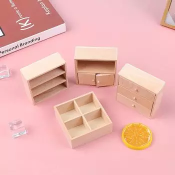 1:12 миниатюрных деревянных витринных шкафов для кукольного домика, модель витрины