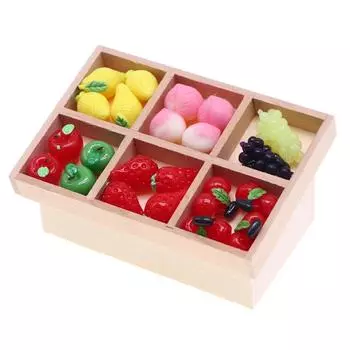 1:12 Миниатюрных фруктов и овощей для кукольного домика, стеллаж для хранения с шестью ячейками, детские игрушки для ролевых игр, аксессуары для кукольного дома