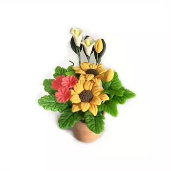 1:12 Миниатюрных глиняных цветка Миниатюрный горшечный желтый хризантема маргаритка украшение горшечный цветок бонсай сад домашнее украшение 1PCS