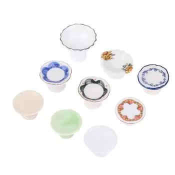 1:12 миниатюрных керамических фруктовниц для кукольного домика, высокий поднос, тарелка для торта, столовая посуда, модель кухни, декор, игрушка, аксессуары для кукольного домика