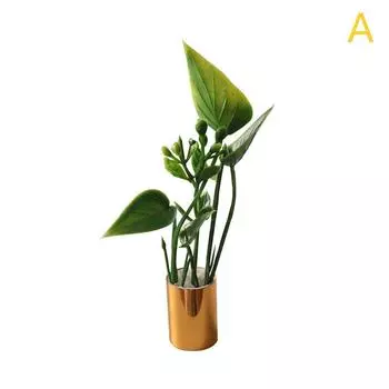 1:12 миниатюрных комнатных растений для кукольного домика с зелеными листьями, горшок, бонсай, садовый домашний декор A