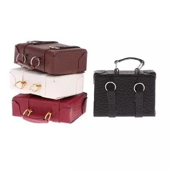 1:12 миниатюрных кожаных чемоданов для кукольного домика, мини-коробка для багажа для кукол, кошельки для кукол коричневый