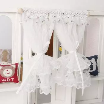 1:12 миниатюрных кружевных занавесок для окон кукольного домика, занавески для дверей кукольного дома, мебель для спальни, декор для игрушек, декор для микро-сцен жизни one size