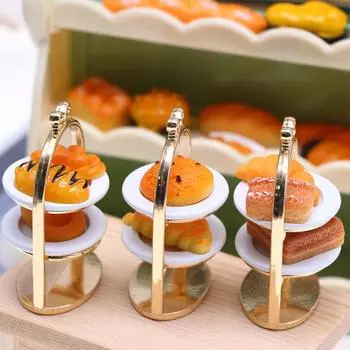 1:12 миниатюрных кукольных домиков, металлическая подставка для десерта с тарелками, модель для кухни, декор для дома, игрушка, кукольный домик, аксессуары