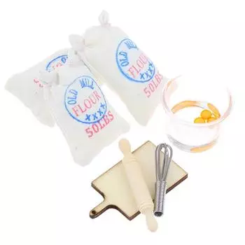 1:12 миниатюрных кукольных домиков, мука, соль, мешочки, взбивалка, скалка, аксессуары для модели as the picture