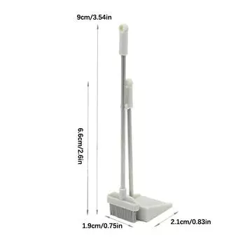 1:12 миниатюрных кукольных метел для совка, набор для уборки кукольного дома, декоративная игрушка, декоративная сцена для микрожизни серый