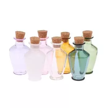 1:12 миниатюрных стеклянных ваз для кукольного домика, банка для хранения цветов, бутылка для вина, бутылка желаний с пробкой, домашний декор, игрушечные аксессуары для кукольного домика