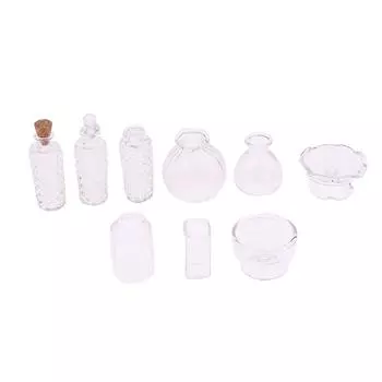 1:12 миниатюрных стеклянных ваз для кукольного домика, десертная кружка, бутылка для вина, бутылка желаний с пробкой, домашний декор, игрушка, аксессуары для кукольного домика