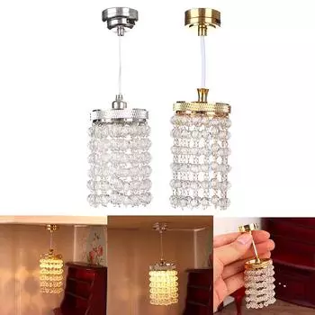 1:12 миниатюрных светодиодных люстр для кукольного домика, потолочных светильников, домашнего декора золотой