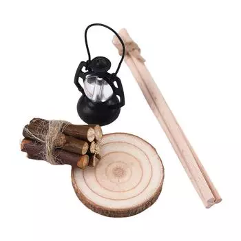 1/12 Миниатюрный Гном Аксессуары Костер С Светодиодной Масляной Лампой Для Кукольного Домика Зимние Пейзажи И Рождественские Украшения