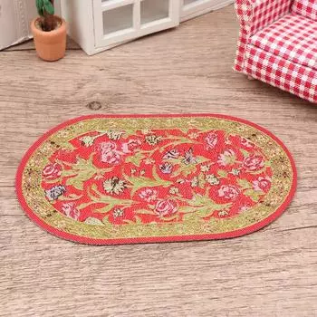 1:12 миниатюрный круглый напольный коврик для кукольного домика, овальный ковер, напольный коврик, модель спальни, гостиной, декор, игрушка, аксессуары для кукольного дома