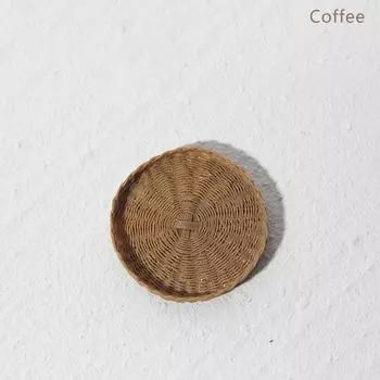 1:12 Миниатюрный круглый поднос для кукольного домика Поднос для чашек Корзина для хлеба/фруктов Декор для кухни кофейный