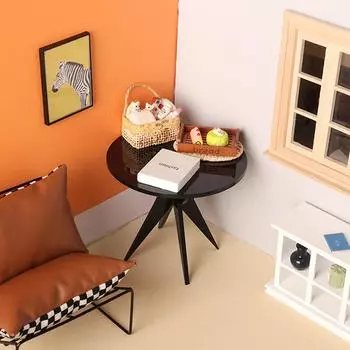 1:12 Миниатюрный круглый столик для кукольного домика, чайный/кофейный столик, мебель для приставного столика, декор прозрачный