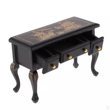 1/12 миниатюрный кукольный дом, мебель, винтажный деревянный стол, стол с 3 ящиками, аксессуары для кукольного домика