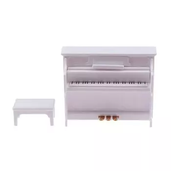 1:12 Миниатюрный кукольный домик Белое пианино с музыкальным стульчиком Аксессуары для кукольного дома One Size