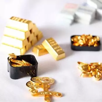 1:12 Миниатюрный кукольный домик из золотого кирпича Миниатюрные медные наличные кукольные домики Аксессуары