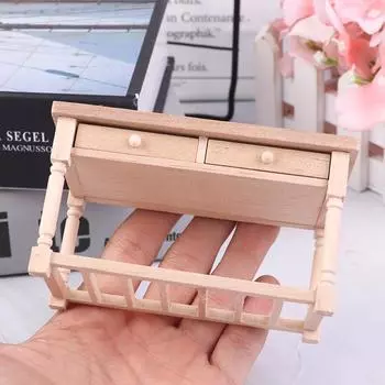 1:12 Миниатюрный кукольный домик Неокрашенный деревянный стол с ящиками Мебель Аксессуары