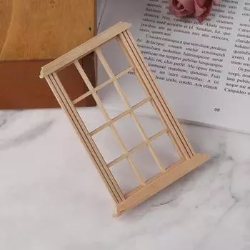 1:12 Миниатюрный кукольный домик с 12-панельным деревянным окном, модель, мебель, аксессуары